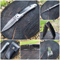 HTS-11p Damascus Folder / Hand Made / Custom / Forged Damascus handle / Bull Horn / Pocket Knife