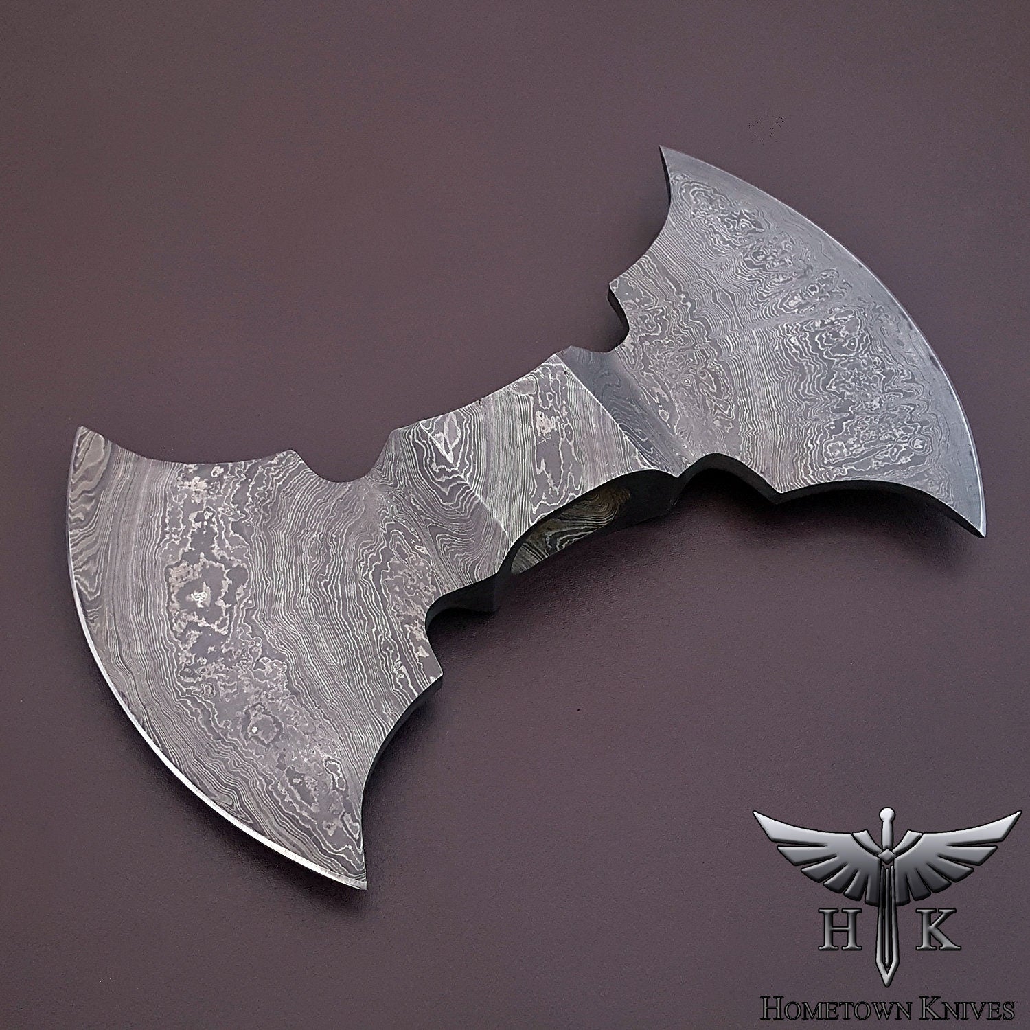 HTK2038 - Damascus Knife custom handmade Axe Hatchet double Head - HomeTown Knives