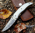 HTK7029  Damascus Knife Custom Handmade Liner Lock Pocket knife Folder / Stainless Steel engraved  Handle