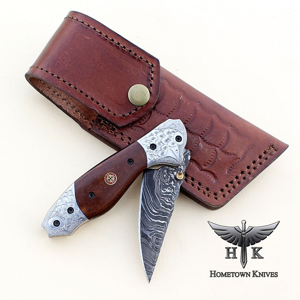 HTK-0116 Damascus Folder / Hand Made / Custom / G-10 handle / Damascus steel bolster / Liner Lock