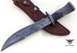 HTK-1015  Handmade Damascus Steel Hunting Bowie Knife Ladder Pattern Blade Color Camel Bone Handle - HomeTown Knives