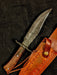 HTB-7  HANDFORGED Damascus Hunter Knife / Walnut Handle / Safety Hilt / Camping / Hunting Game - HomeTown Knives