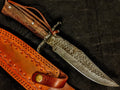 HTB-7  HANDFORGED Damascus Hunter Knife / Walnut Handle / Safety Hilt / Camping / Hunting Game - HomeTown Knives