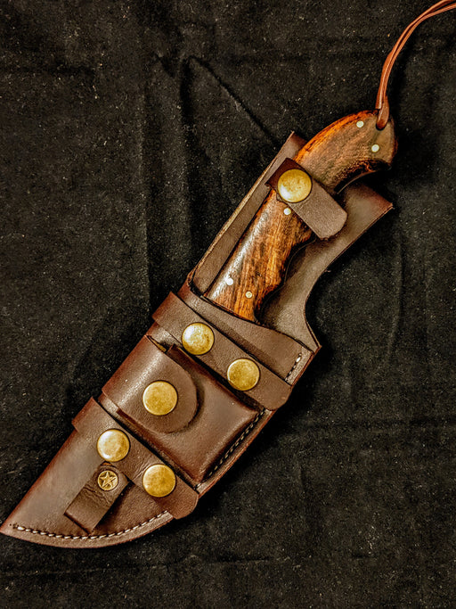 HTB-11 HANDFORGED 12 Crome Tracker Knife with Wire Cutter / Walnut Handle / Camping / Survival / Tactical - HomeTown Knives