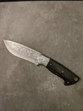 HTS-707 Knife/ Skinner / HAND ENGRAVED /  Hunting / Camping / Hand Made / Custom / Wenge Handle / 440C / High Hardness