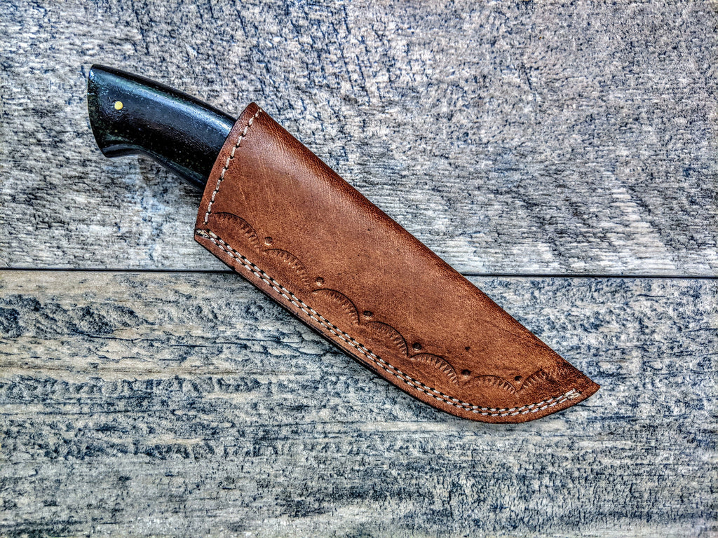 HTSE-15 / Damascus Skinner / HAND ENGRAVED Bolster / Exceptional Art / Hometown Knives / Metal Engraving