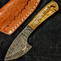 HTB-01  HANDFORGED Damascus Skinner Knife / Ram Horn Handle / One Elk Knife / Camping / Hunting Game - HomeTown Knives