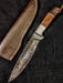 HTB-9  HANDFORGED Damascus Bowie Hunter Knife / Walnut & Micarta Handle / Camping / Hunting Game / Throwing Knife - HomeTown Knives
