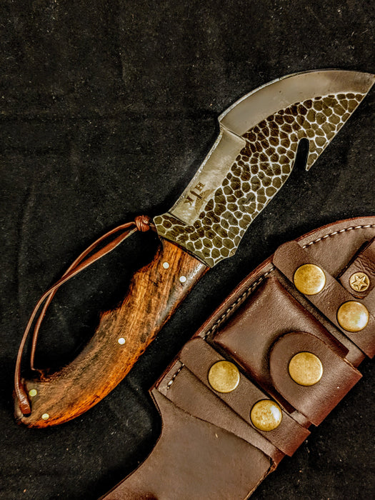 HTB-11 HANDFORGED 12 Crome Tracker Knife with Wire Cutter / Walnut Handle / Camping / Survival / Tactical - HomeTown Knives
