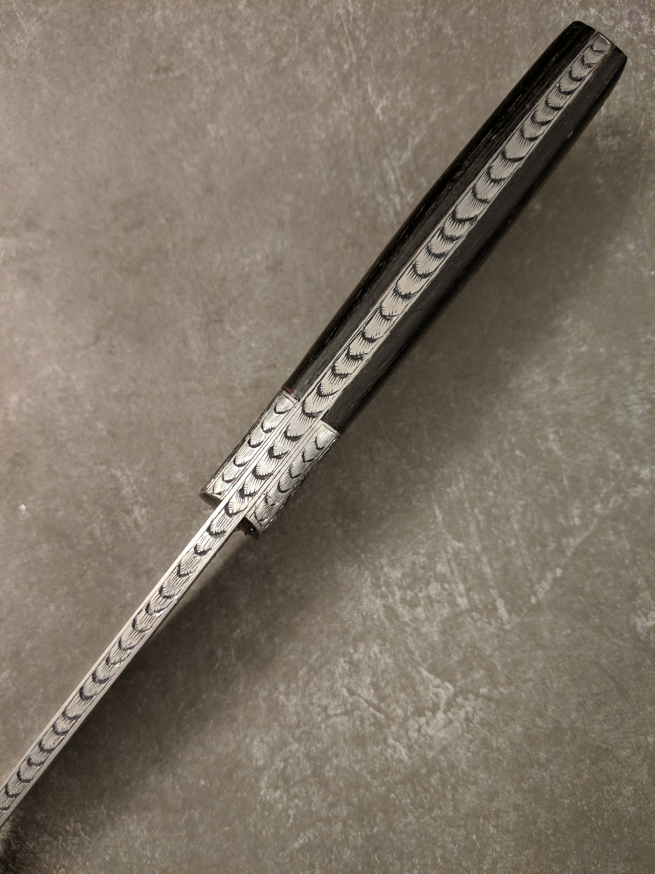 HTS-707 Knife/ Skinner / HAND ENGRAVED /  Hunting / Camping / Hand Made / Custom / Wenge Handle / 440C / High Hardness