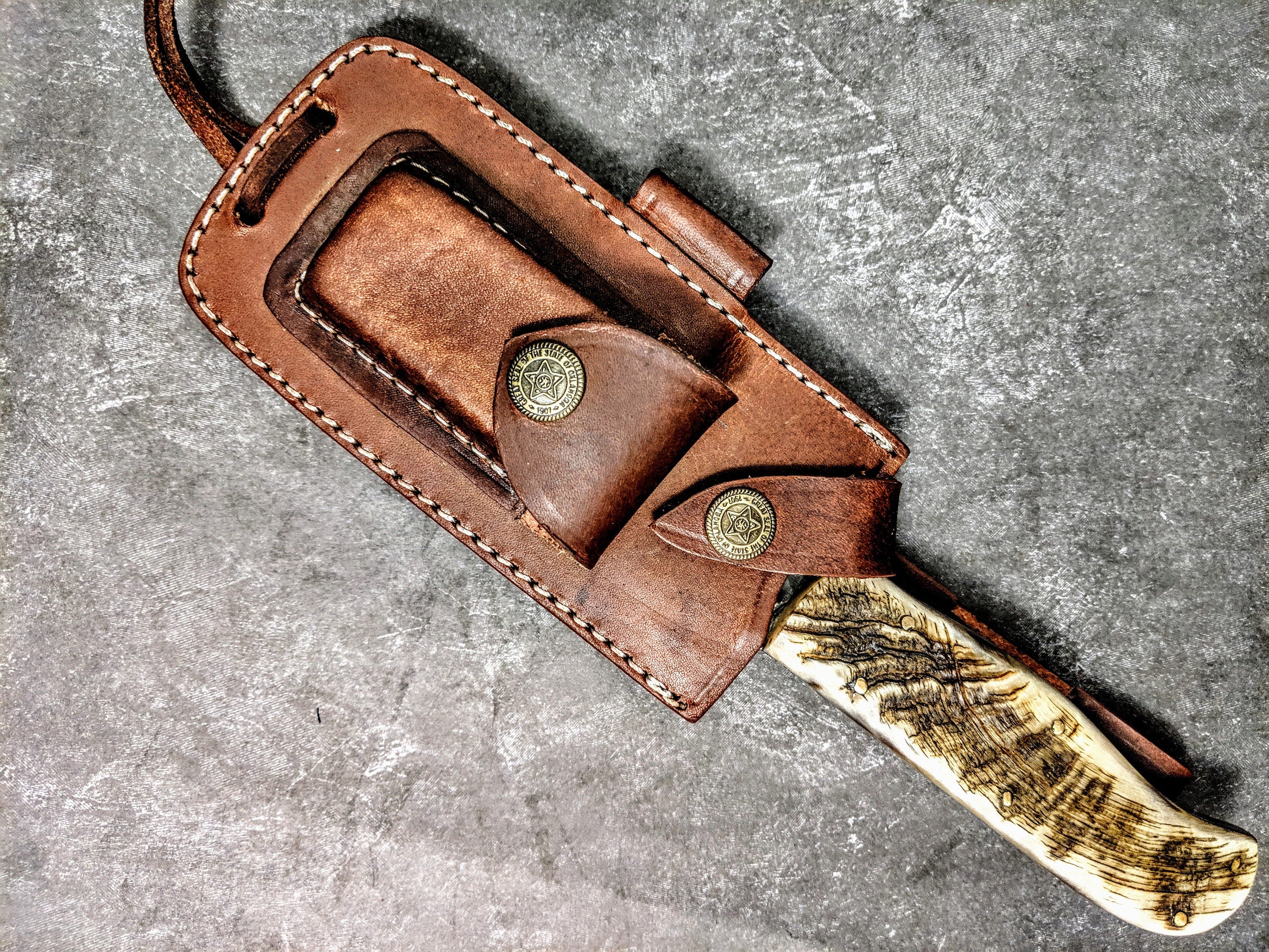 HTB-12 HANDFORGED High Carbon Skinner Hunter Knife / Ram Horn Handle / Camping / Hunting Game / Tactical - HomeTown Knives