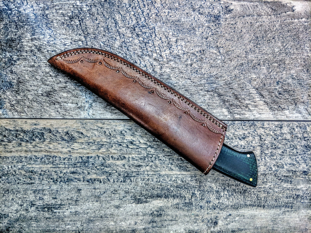 HTSE-6 / Damascus Skinner / HAND METAL Engraved Bolster / Exceptional Art / Hometown Knives / Metal Engraving