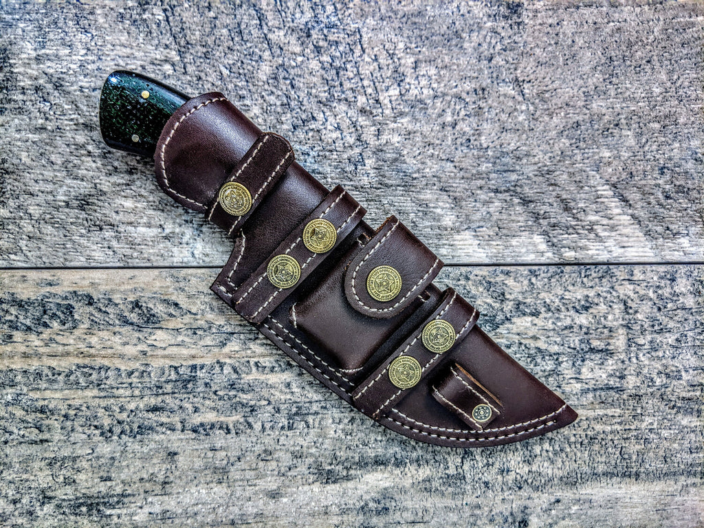 HTSE-11 / Damascus Tracker / HAND ENGRAVED Bolster / Exceptional Art / Hometown Knives / Metal Engraving