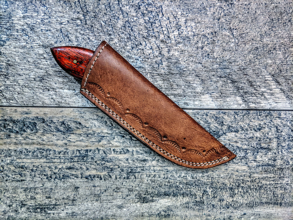 HTSE-14 / Damascus Skinner / HAND ENGRAVED Bolster / Exceptional Art / Hometown Knives / Metal Engraving