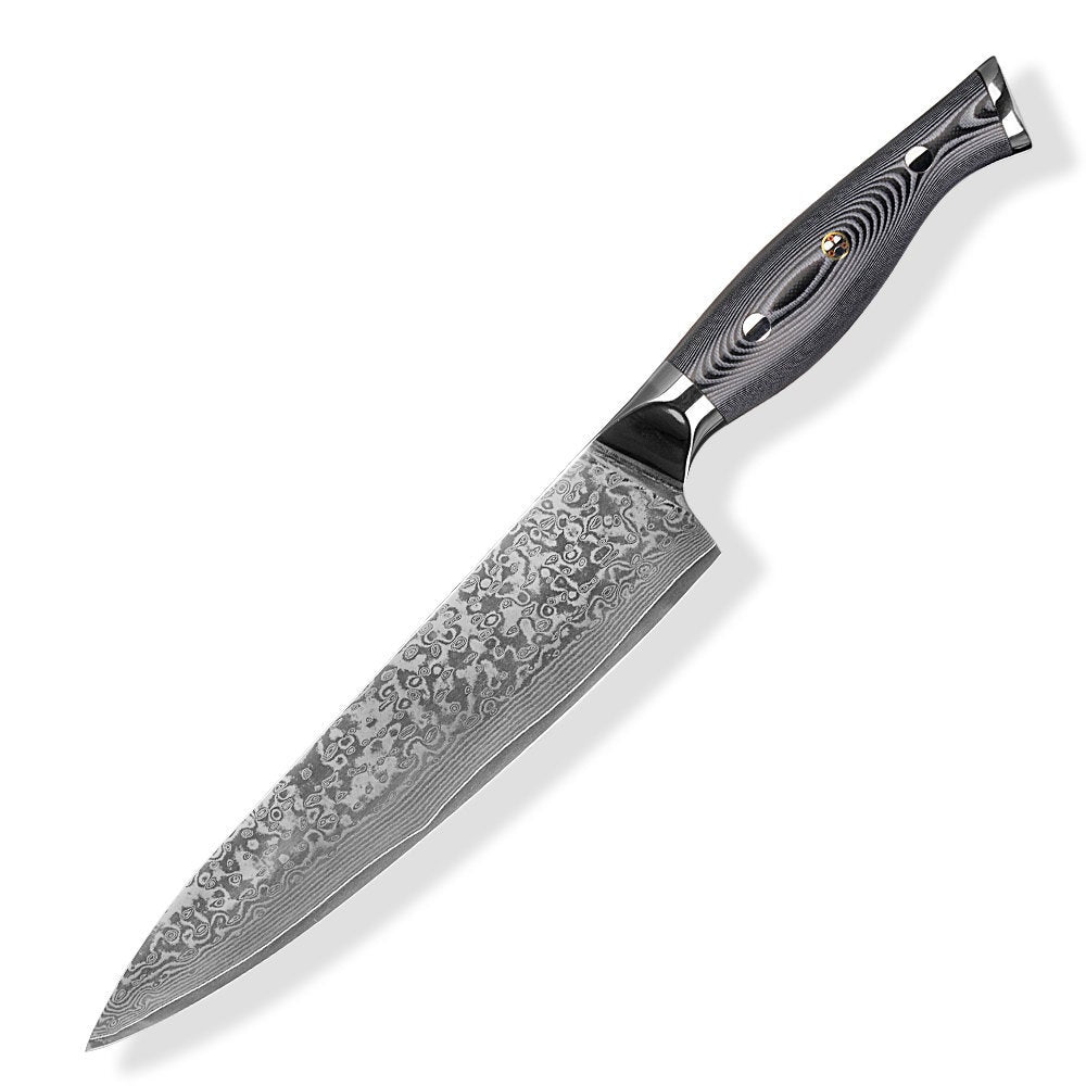 HTC-12 - VG10 Sanmai Stainless Damascus ǁ  8" Chef Knive ǁ Ergonomic ǁ Professional Chef ǁ Sharp & Holes Edge PVC