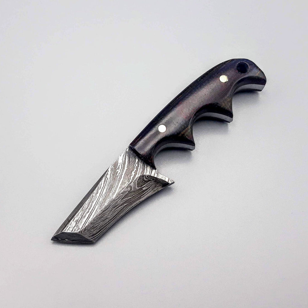 HTNK3 // Tanto Neck Knife Damascus // Skinner // Natural Ram Horn Handle // EDC // Camp // All purpose