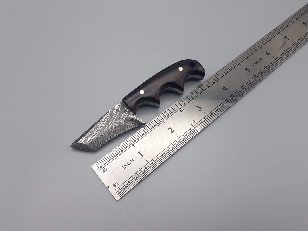 HTNK3 // Tanto Neck Knife Damascus // Skinner // Natural Ram Horn Handle // EDC // Camp // All purpose