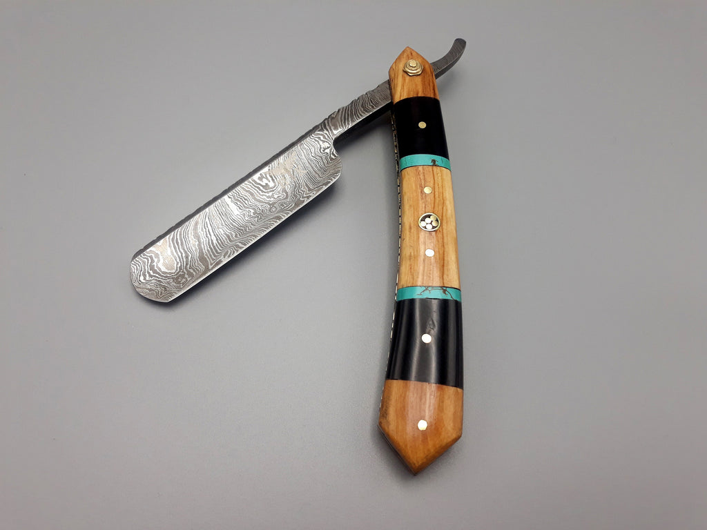 HTR-11 Damascus Straight Razor / Hand Forged Shaving Razor / Mens Beard Care / Beard Gifts / Mens Skincare / Mens Razor / Shaving Accessory