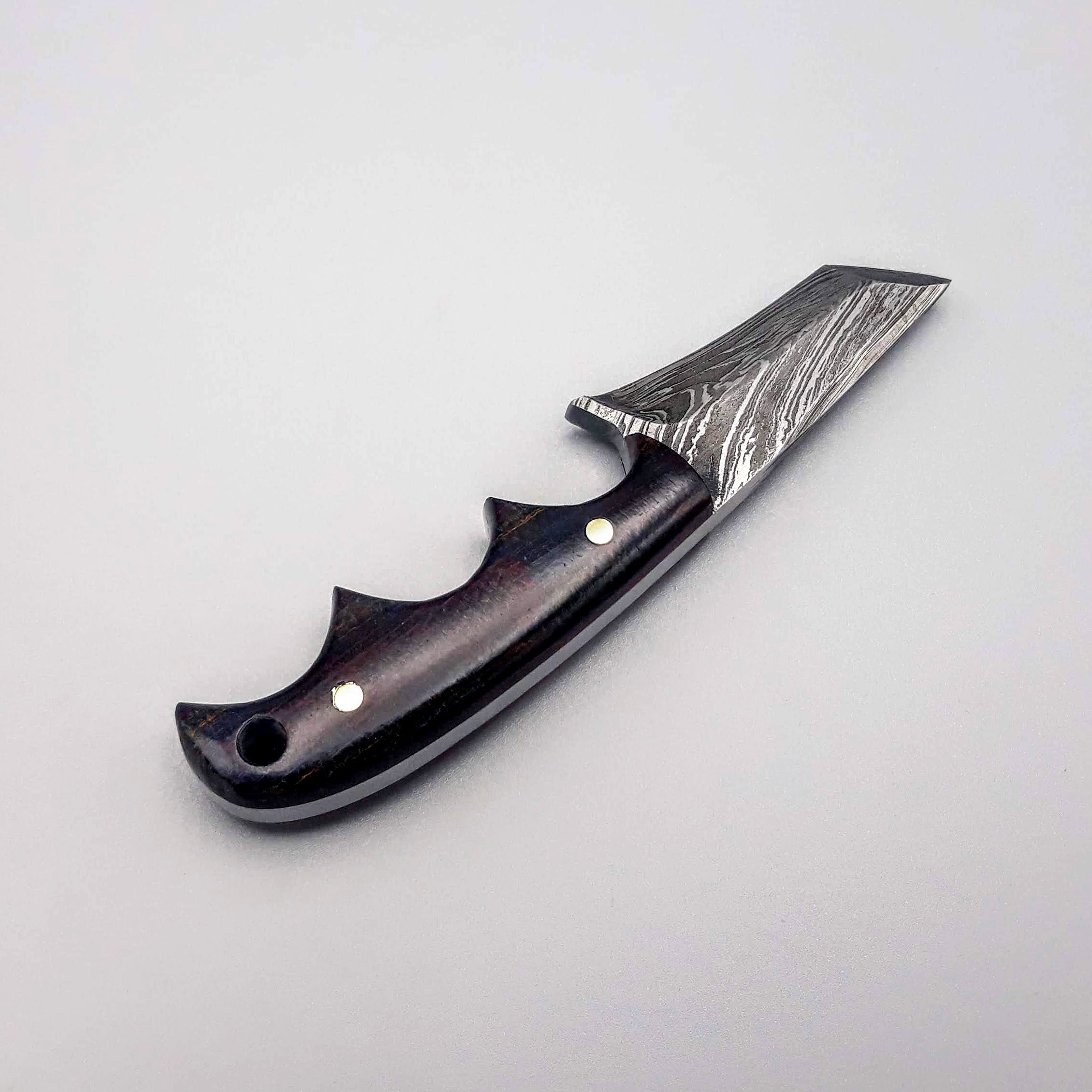 HTNK3 // Tanto Neck Knife Damascus // Skinner // Natural Ram Horn Handle // EDC // Camp // All purpose