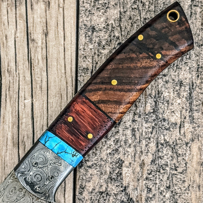 HTS476 Damascus 13" CHEF Knife // Turquoise Stone with Walnut and Paduk Handle // Professional Grade // Sharp and Functional