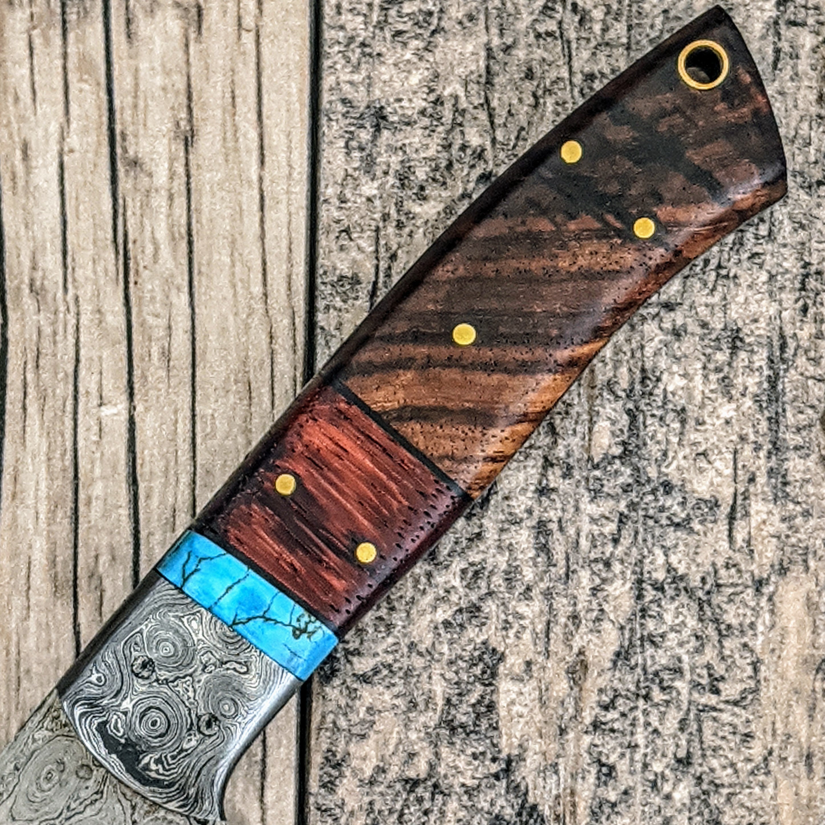 HTS478 Damascus 13" CHEF Knife // SANMAI // Turquoise Stone with Walnut and Paduk Handle // Professional Grade // Sharp and Functional