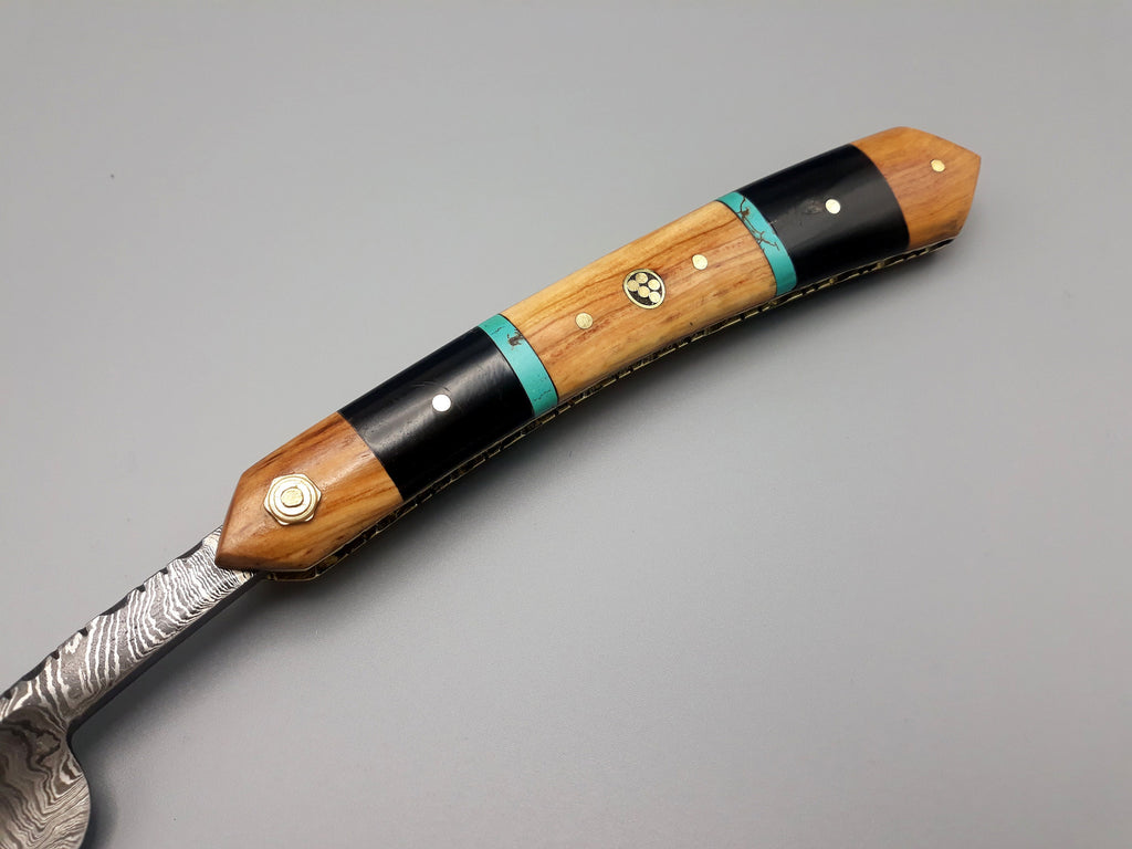 HTR-11 Damascus Straight Razor / Hand Forged Shaving Razor / Mens Beard Care / Beard Gifts / Mens Skincare / Mens Razor / Shaving Accessory