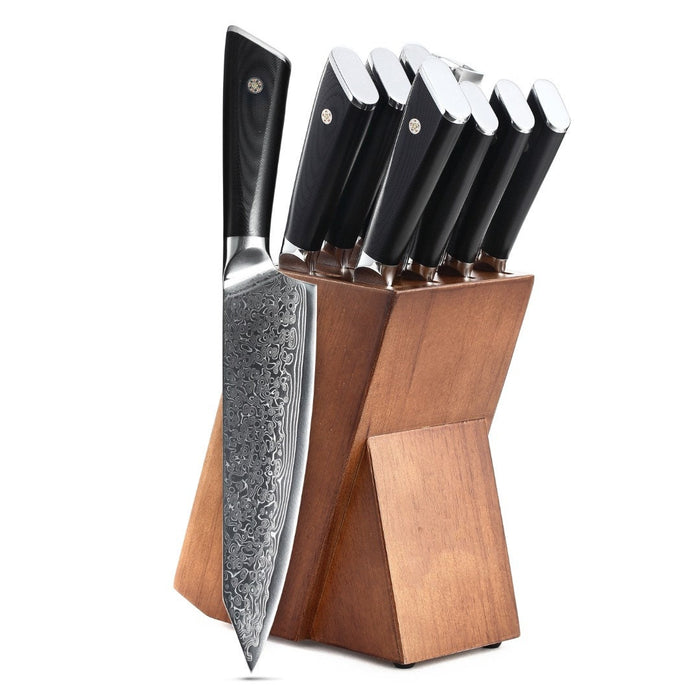 HTC-17 || VG10 Damascus Knife set || Bamboo Box || Stainless Damascus|| Professional  Chef Knife Set || Quality