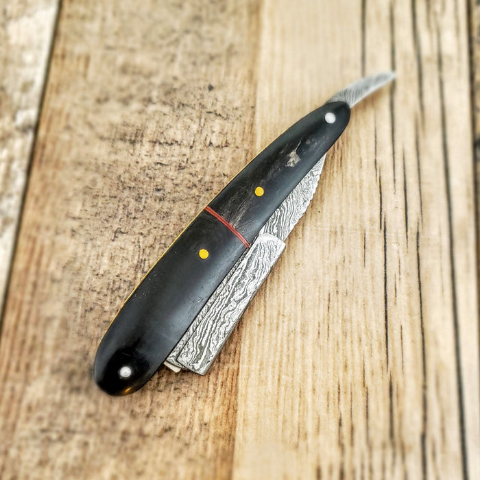HTRR1 // Replaceable Blade Damascus Straight Razo // Close Shave // UNIQUE Handmade // Custom //  Constantly Innovating
