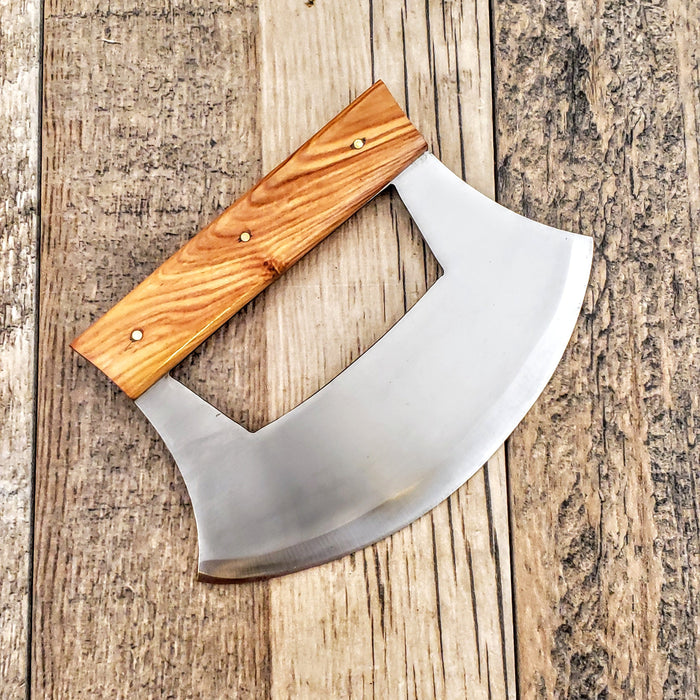 HTUL1 - Custom High CARBON ALASKAN Ulu Skinner / Olive Handle / Hunting / Ultimate Skinning Knife / Hand Made / Full tang / Handmade