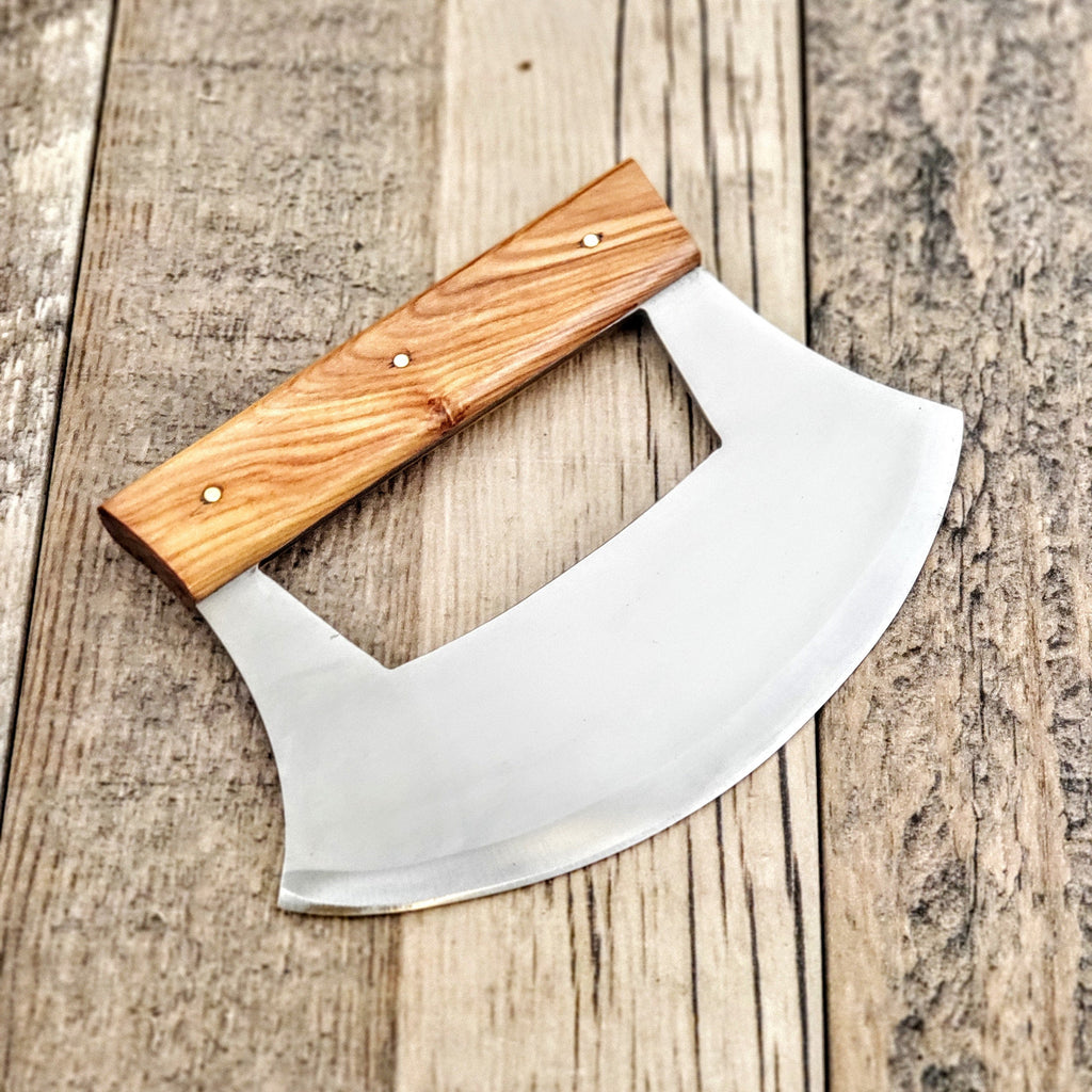 HTUL1 - Custom High CARBON ALASKAN Ulu Skinner / Olive Handle / Hunting / Ultimate Skinning Knife / Hand Made / Full tang / Handmade