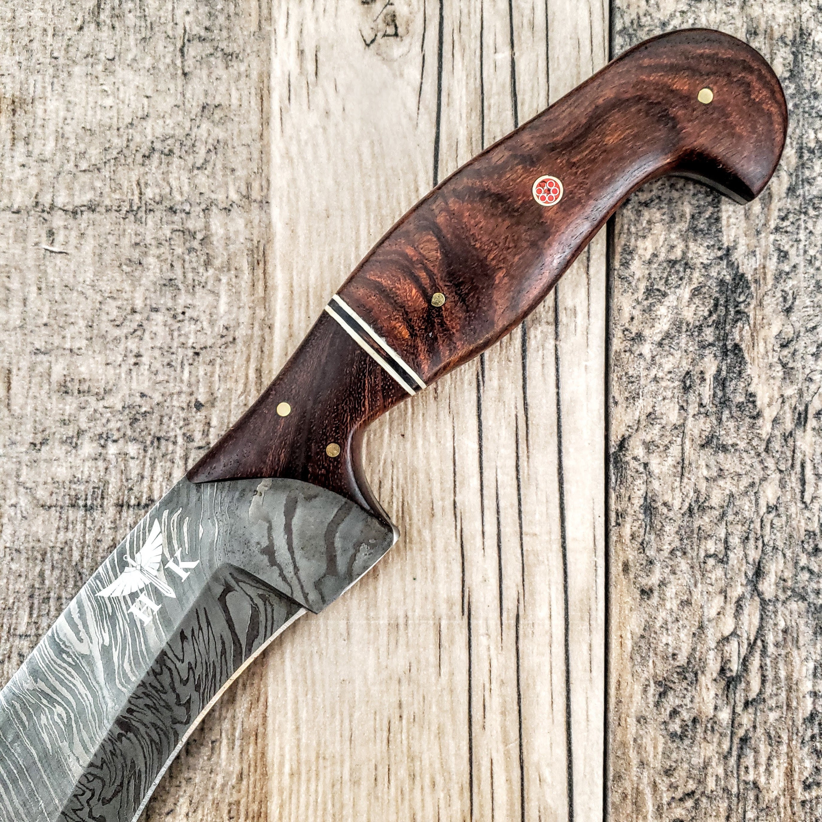 HTB-45 Damascus Kukhri // Sherpa // Gurkah // Custom handmade // Rose & Walnut Wood Handle // Full Tang