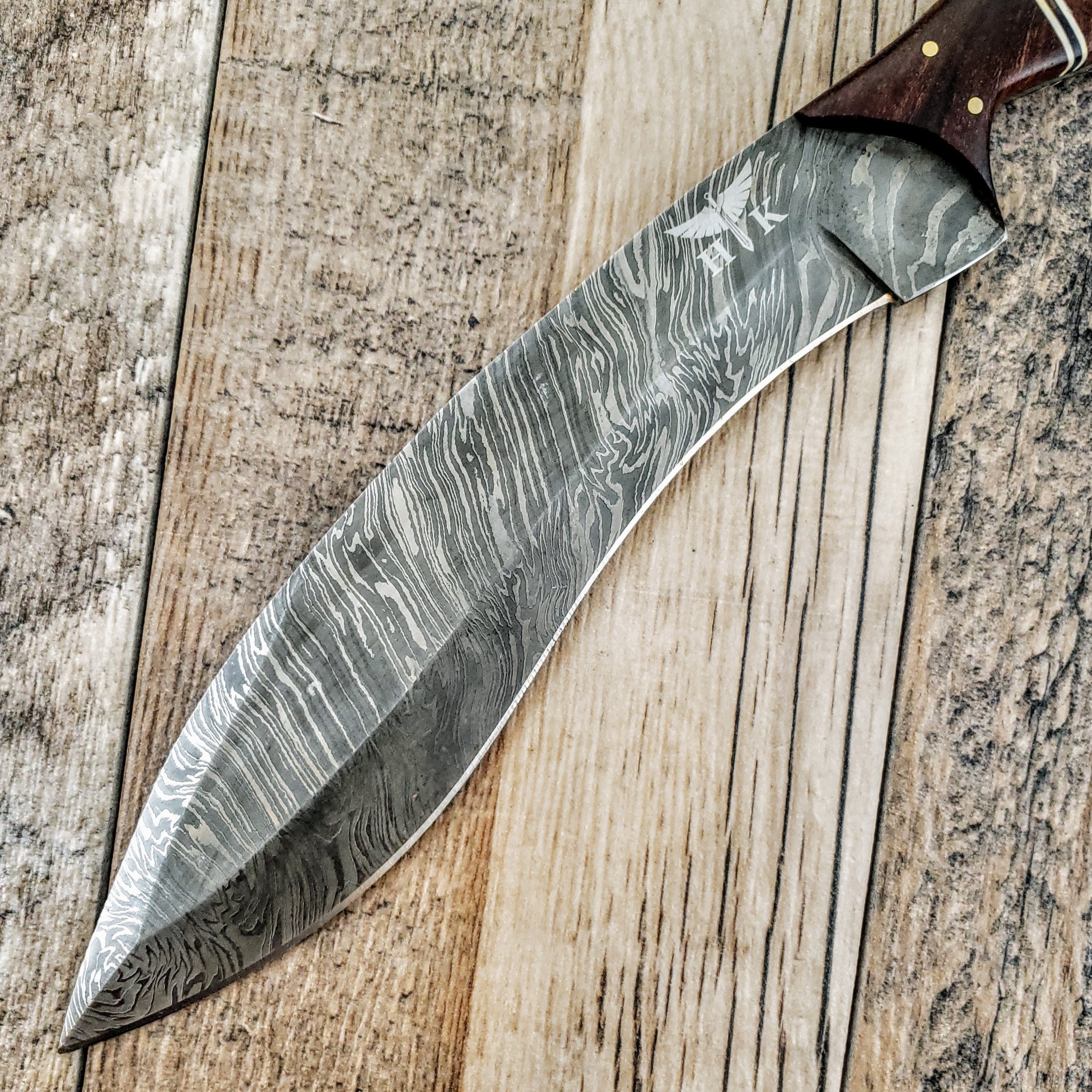 HTB-45 Damascus Kukhri // Sherpa // Gurkah // Custom handmade // Rose & Walnut Wood Handle // Full Tang