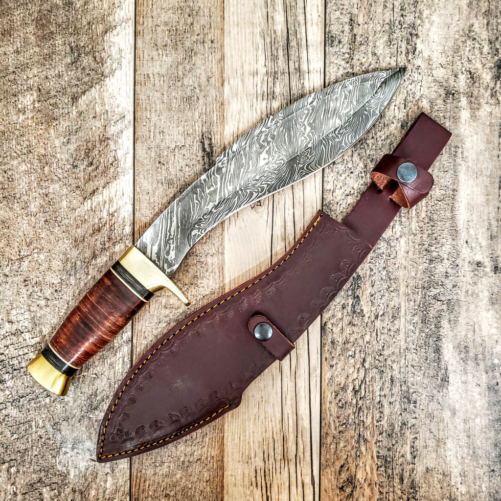HTB-46 Damascus Kukhri // Kukri // Sherpa // Gurkah // Custom handmade // Rose & Walnut Wood Handle // Full Tang