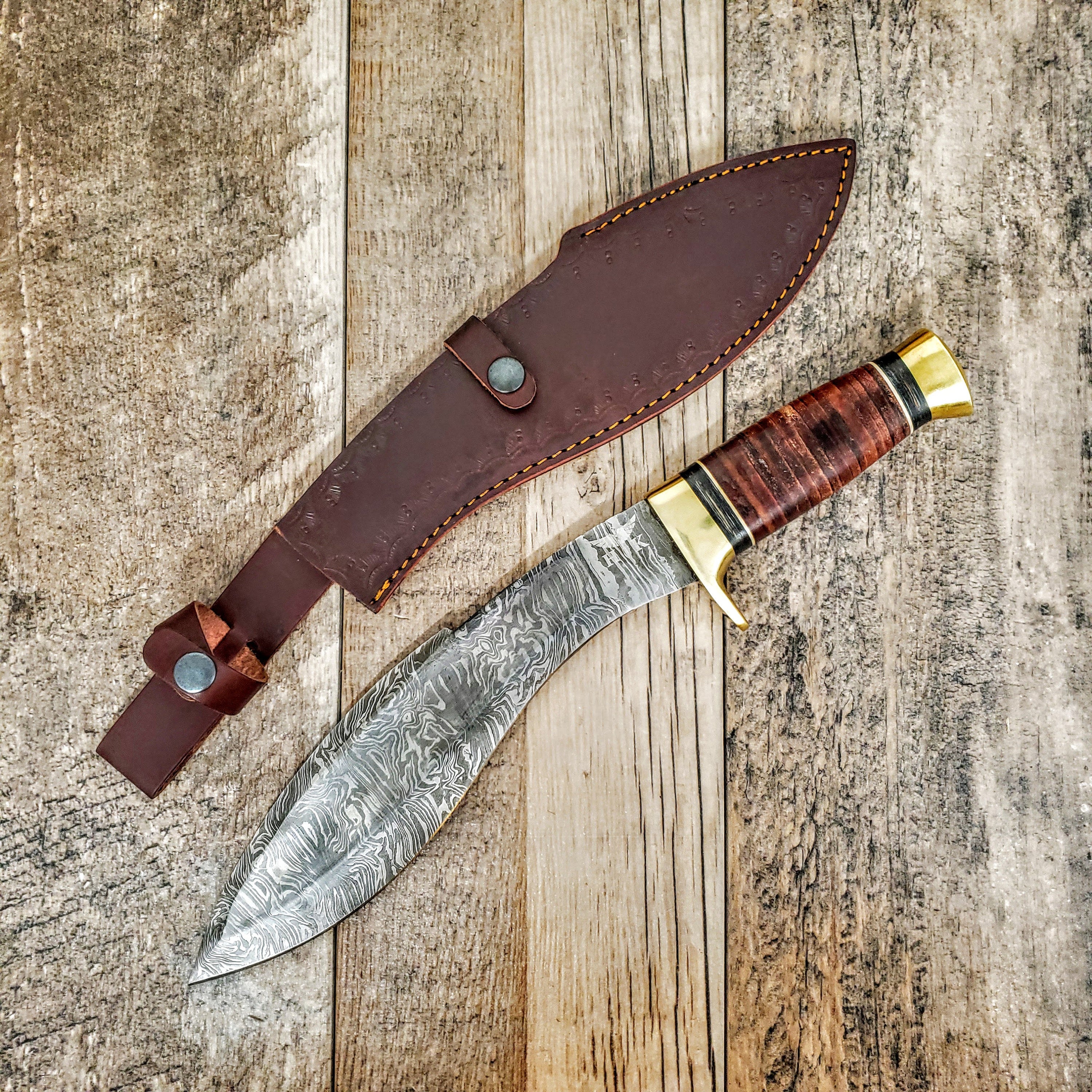 HTB-46 Damascus Kukhri // Kukri // Sherpa // Gurkah // Custom handmade // Rose & Walnut Wood Handle // Full Tang