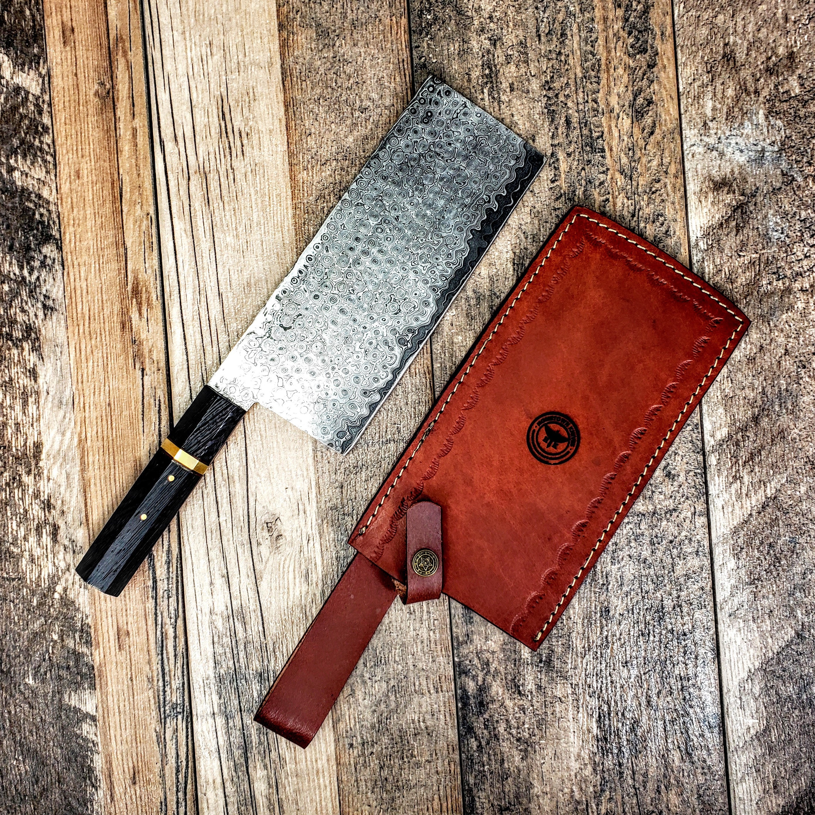 HTCLV1 Thick Sanmai Raindrop Japanese Meat Cleaver Damascus / Kitchen/ Handmade / Custom / Forged / Hand File Spine / Heafty