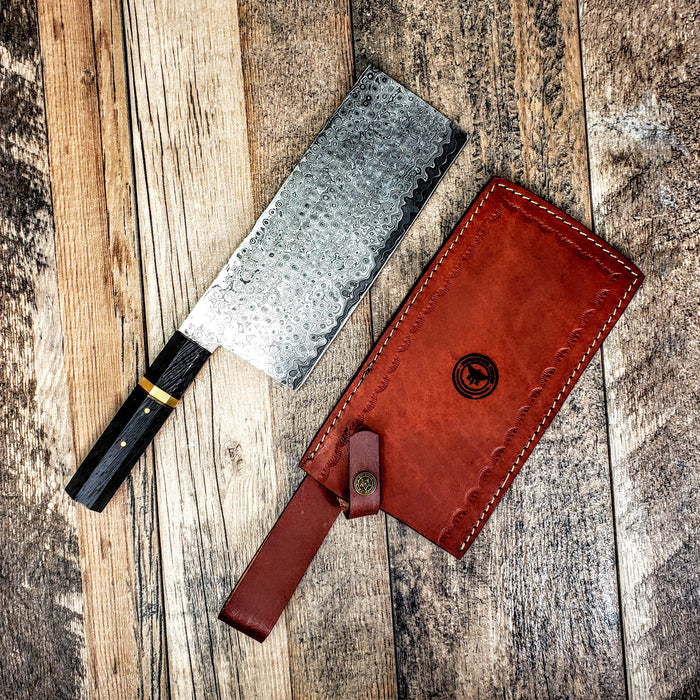 HTCLV1 Thick Sanmai Raindrop Japanese Meat Cleaver Damascus / Kitchen/ —  HomeTown Knives