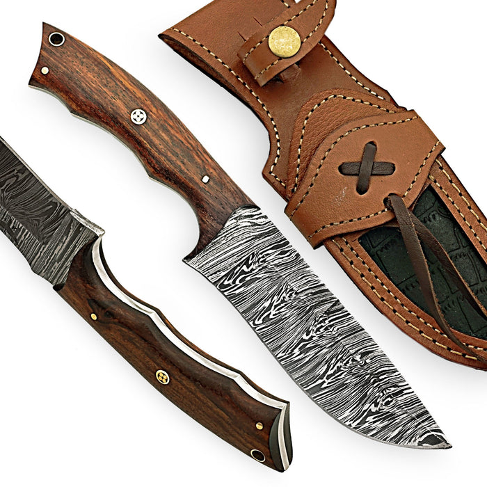 HomeTown Knives | HTS-3W Sweeping Skinner DAMASCUS | Camping | Hunting | Custom HAND Made