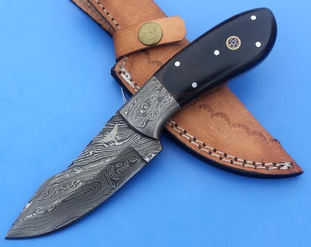 HTS -32 Damascus  Knife/ Skinner / Hunting / Camping / Hand Made / Custom / Micarta Handle