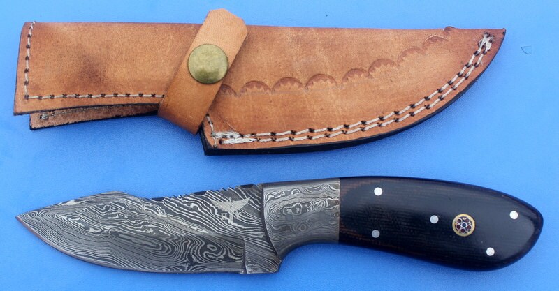 HTS -32 Damascus  Knife/ Skinner / Hunting / Camping / Hand Made / Custom / Micarta Handle