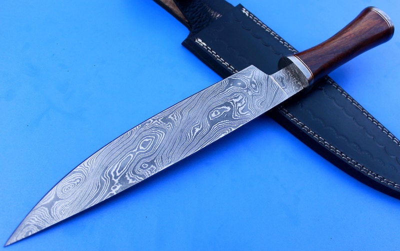 HTK-54 Custom Handmade Damascus Chef Knife / Rose Wood Handle