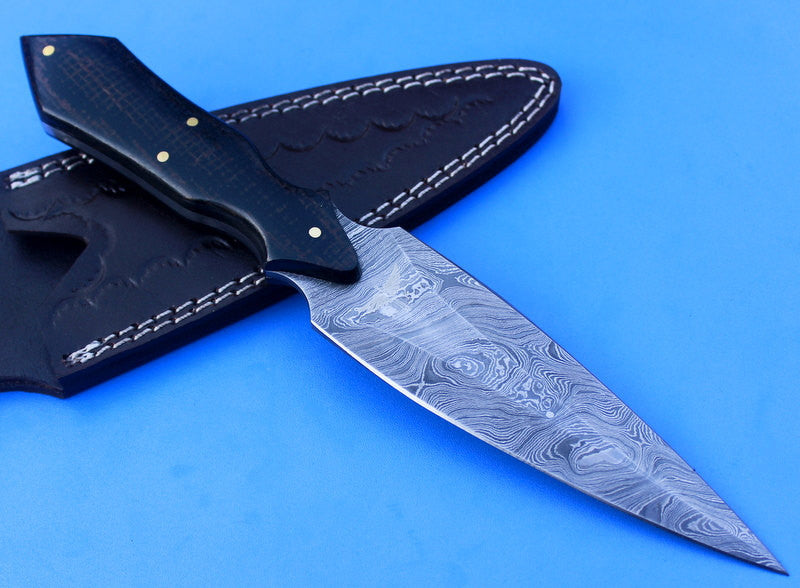 HTK-55 custom handmade Damascus Dagger / Micarta handle / Great quality - HomeTown Knives