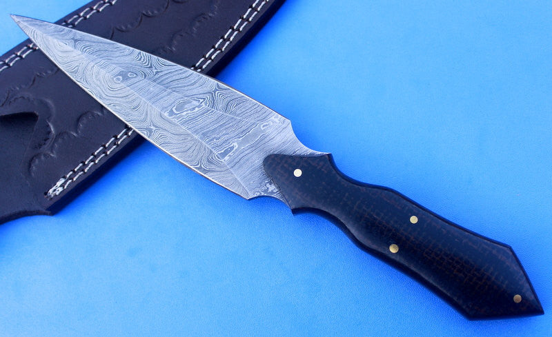 HTK-55 custom handmade Damascus Dagger / Micarta handle / Great quality - HomeTown Knives