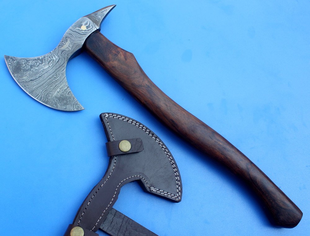 HTK 68 -  Damascus Knife custom handmade tomahawk Axe - Beaf Chopper - HomeTown Knives