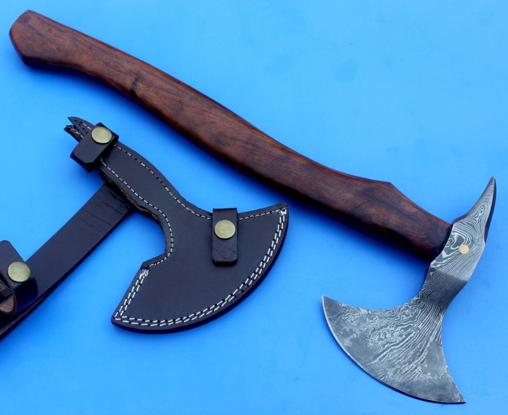 HTK 68 -  Damascus Knife custom handmade tomahawk Axe - Beaf Chopper - HomeTown Knives