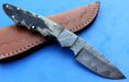 HTK-97  Damascus Knife custom handmade Skinner  / Ram Horn handle / Great quality / Sanmai Pattern - HomeTown Knives