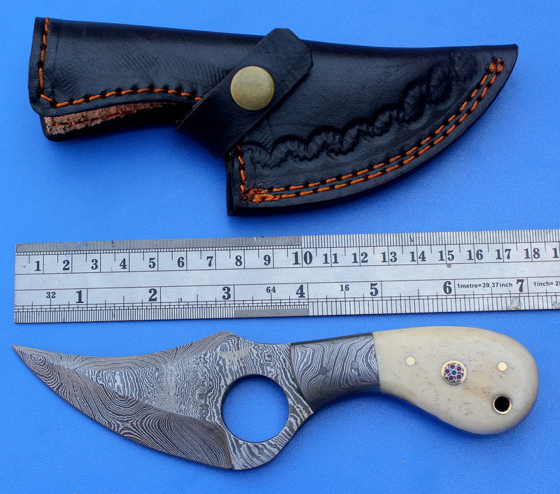HT-4  Damascus Knife custom handmade Skinner Knife / CAMEL BONE handle / Great quality