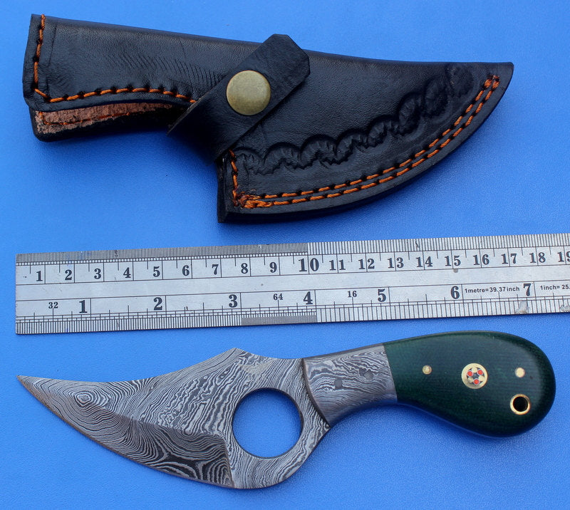 HT-7a  Damascus Knife custom handmade Skinner / Micarta handle / Great quality - HomeTown Knives