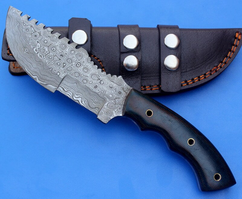 HT-14  Damascus Knife custom handmade Tracker / Micarta handle