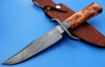 HTK-108  Damascus Knife custom handmade Bowie / Color Camel Bone Handle / Damascus Fittings - HomeTown Knives