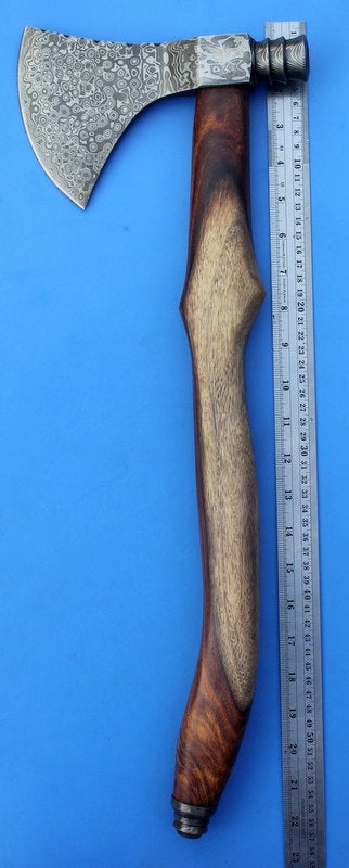 HTK 104 - Custom Handmade Damascus Axe / PEACE PIPE / Hammer - HomeTown Knives